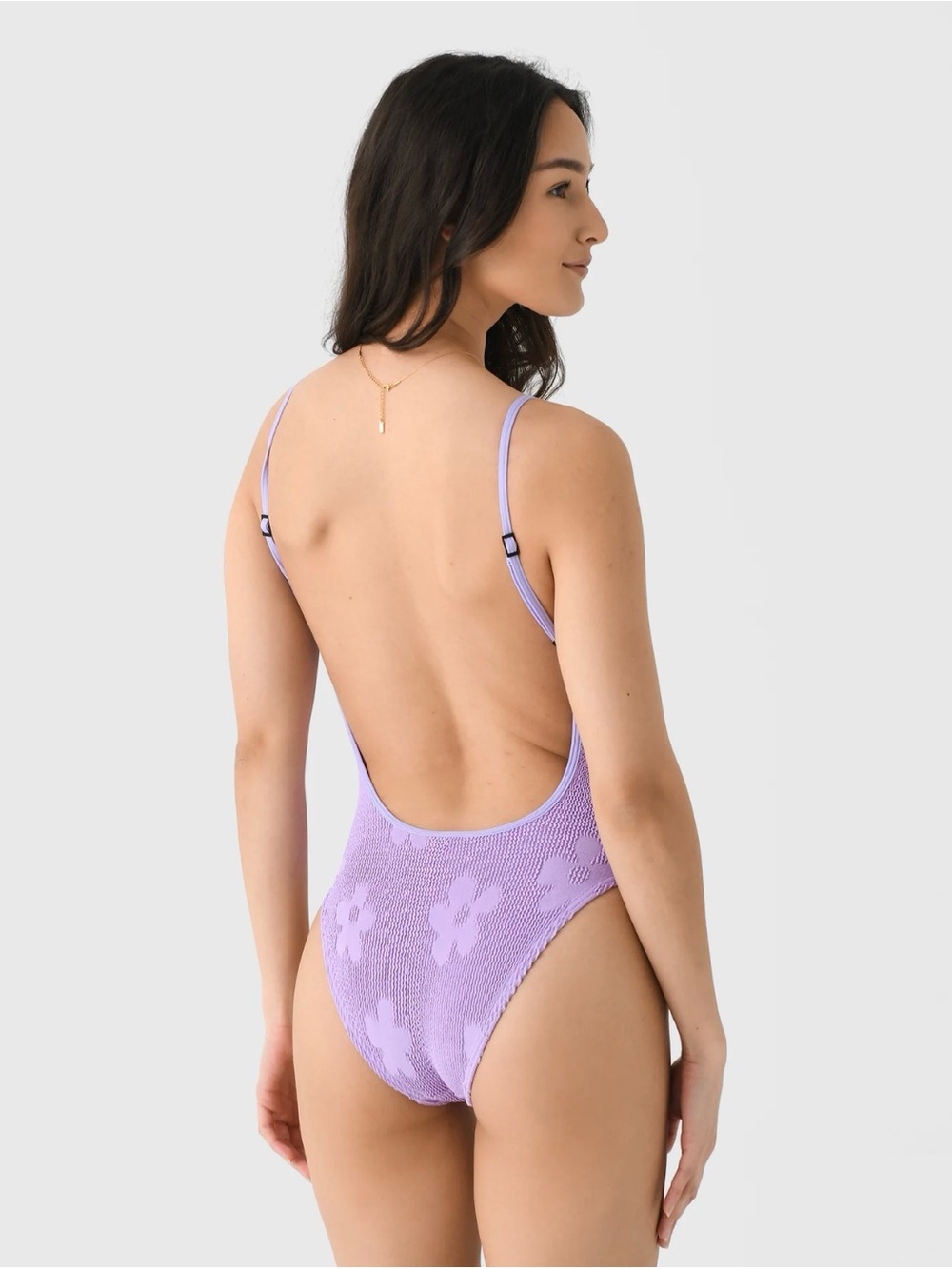 BOND EYE ELENA ONE PIECE Lilac Floral Textured One-Piece Swimsuit - Women's Swim - Picture 3 of 9